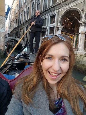 Student on a Gondola in Venice