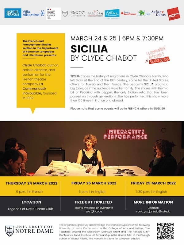 Sicilia - Theater Performance by Clyde Chabot (in French)